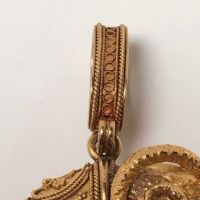 18k Gold Etruscan Revival Ram's Head Bracelet Earrings and Brooch Set 21.jpg