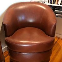 2 Vintage Mid Century Designed Karl Springer Leather Lounge Chairs Circa 1980s 4.jpg