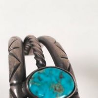 Antique Pawn Navajo Silver Cuff with Turquoise 7.jpg