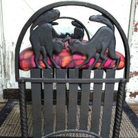 Art Deco Era Cast Iron Bench With Black Cats on Fence 5.jpg
