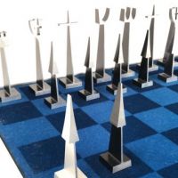 Austin Cox Enterprises Modernist Chess Set 1962 Aluminum Alcoa 17.jpg