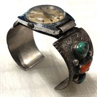 J Begay Navajo Silver Watch Band wtih Vintage Timex 1.jpg