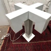 Mid Century White Metal Table Lamp Italian Modernist 6 (in lightbox)