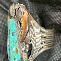 Navajo Bear Claw and Turquoise Massive Cuff 6.jpg