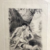 Paul Emile Becat Drypoint Etching Nude Couple Cutting Eros Wings 1.jpg