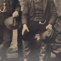 Two Men with Hand Tinted Watch Chains and Cowboy Hats Tin Type 4.jpg