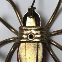 Vintage Large Red Bakelite Brass Spider Brooch Pin 8.jpg