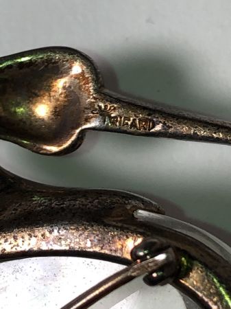 Trifari Alfred Philippe Heron Stork with Glass Belly and Rhinestone Pin Brooch 7.JPG