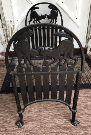 Art Deco Era Cast Iron Bench With Black Cats on Fence 6.jpg