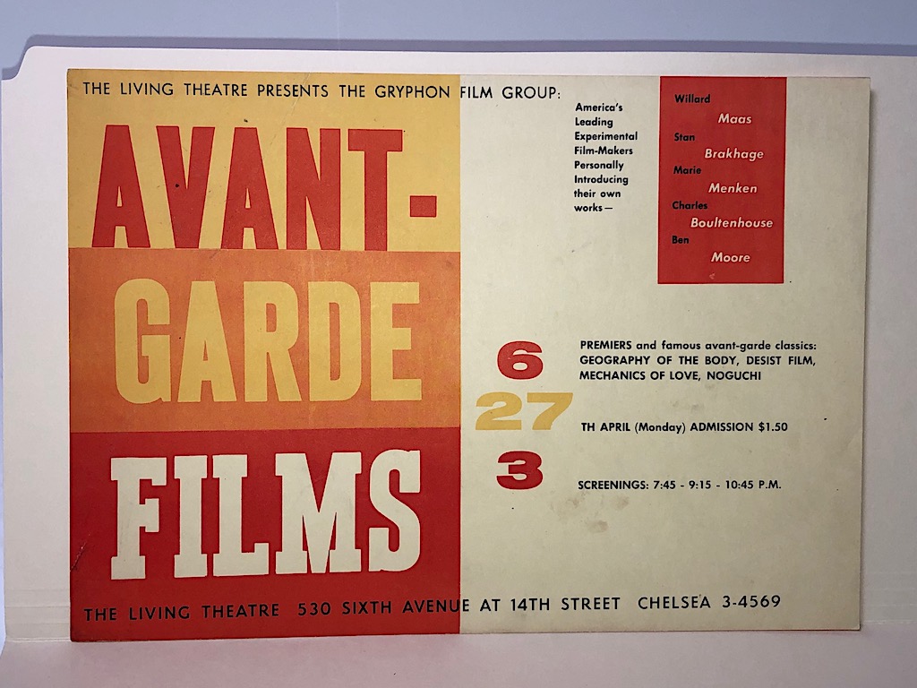 Avant-Garde Films at The Living Theatre April 27 1963 Lobby Card 1.jpg