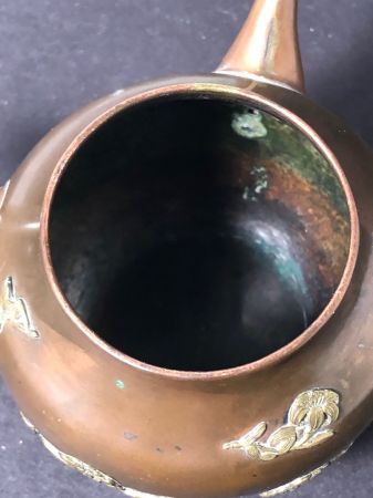 Meiji Era Mix Metal Japanese Tea Pot SIde Handle Kyusu 15.jpg