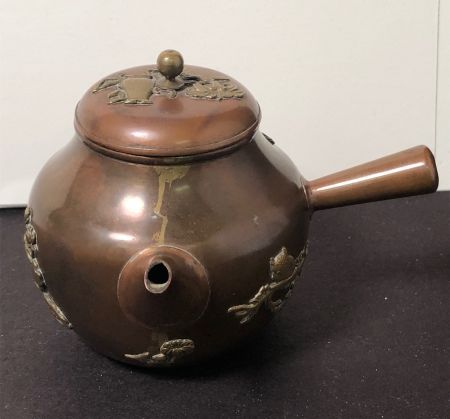 Meiji Era Mix Metal Japanese Tea Pot SIde Handle Kyusu 2.jpg