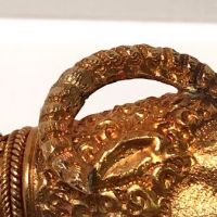 18k Gold Etruscan Revival Ram's Head Bracelet Earrings and Brooch Set 13.jpg