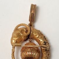 18k Gold Etruscan Revival Ram's Head Bracelet Earrings and Brooch Set 22.jpg