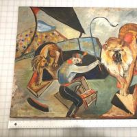 American Fauvist Painting on Board Lion Tamer in Circus 6.jpg (in lightbox)