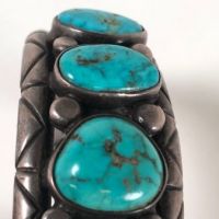 Antique Pawn Navajo Silver Cuff with Turquoise 8.jpg