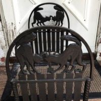 Art Deco Era Cast Iron Bench With Black Cats on Fence 6.jpg