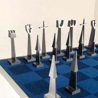 Austin Cox Enterprises Modernist Chess Set 1962 Aluminum Alcoa 18.jpg