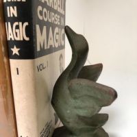 Green Painted Littco Littlestown Cast Iron Art Deco Era Swan Book Ends 2.jpg