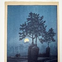 Moon at Game by Hasui Publisher Watanabe Shozaburo C Seal 1932 Woodblock 1.jpg