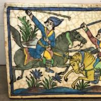 PERSIAN QAJAR POTTERY TILE 2 Princes on Horseback 1.jpg