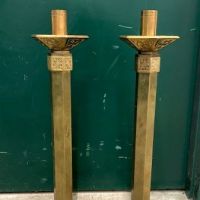 Pr of Brass Church Floor Candlesticks 15.jpg