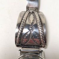 Pre WWII Silver Native American Silver Watch Band with Buckle Clasp 14.jpg