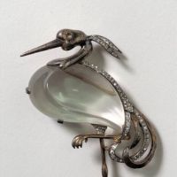 Trifari Alfred Philippe Heron Stork with Glass Belly and Rhinestone Pin Brooch 8.jpg