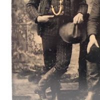 Two Men with Hand Tinted Watch Chains and Cowboy Hats Tin Type 5.jpg