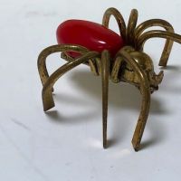 Vintage Large Red Bakelite Brass Spider Brooch Pin 9.jpg