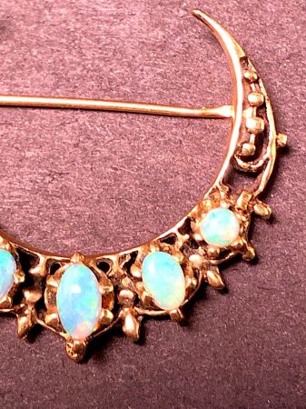 14k Gold Cresent Moon Pin with Opals  4.jpg