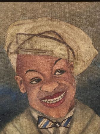 1920s Painting on Board Afrcian American Man with Beret Folk Art Frame 11.jpg