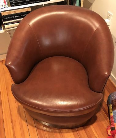 2 Vintage Mid Century Designed Karl Springer Leather Lounge Chairs Circa 1980s 7.jpg