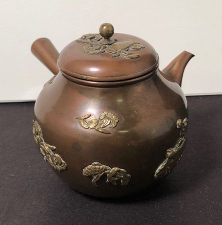 Meiji Era Mix Metal Japanese Tea Pot SIde Handle Kyusu 4.jpg