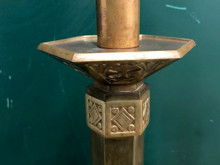 Pr of Brass Church Floor Candlesticks 4.jpg