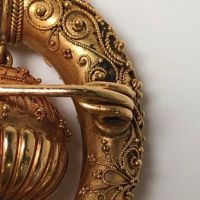 18k Gold Etruscan Revival Ram's Head Bracelet Earrings and Brooch Set 24.jpg