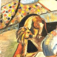 American Fauvist Painting on Board Lion Tamer in Circus 8.jpg