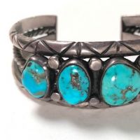 Antique Pawn Navajo Silver Cuff with Turquoise 10.jpg