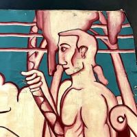 Art Deco Style Mural Painting Modern Adam and Eve 17 (in lightbox)