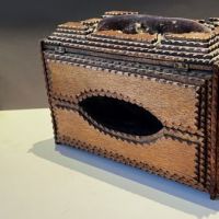 Boudoir Tramp Art Box with Hat Pin Cusion Top and Hiden Drawer 4.jpg