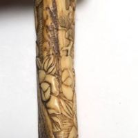 Japanese Kiseru zutsu Pipe-Case Carved Antler Circa Late 19th C 15.jpg