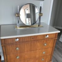 Karl Springer Chrome and Brass Vanity Mirror 2 (in lightbox)