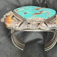 Navajo Bear Claw and Turquoise Massive Cuff 9.jpg