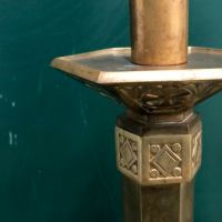 Pr of Brass Church Floor Candlesticks 4.jpg