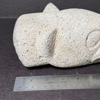 Pre Columbian Jaguar Head From Metate Volcanic Stone 10 (in lightbox)