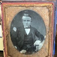 Quarter Plate Daguerreotype of Man Hand Tinted 13 (in lightbox)