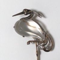 Trifari Alfred Philippe Heron Stork with Glass Belly and Rhinestone Pin Brooch 10.jpg