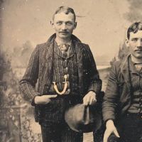 Two Men with Hand Tinted Watch Chains and Cowboy Hats Tin Type 7.jpg