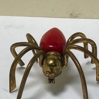 Vintage Large Red Bakelite Brass Spider Brooch Pin 11.jpg