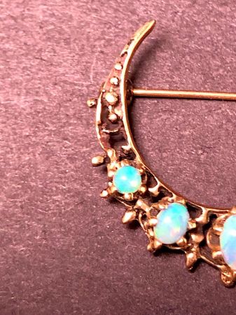 14k Gold Cresent Moon Pin with Opals 5.jpg